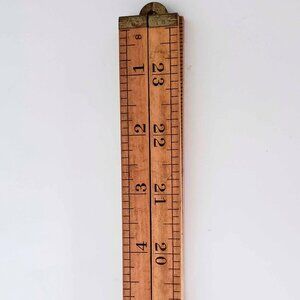 Antique Wood and Brass Tips Fold Out Ruler